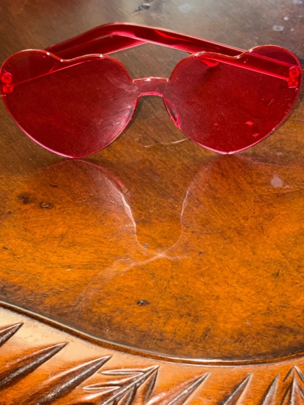 Transparent Red Heart-Shaped Novelty Sunglasses